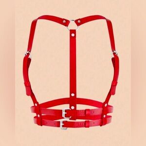 Red faux Leather Harness